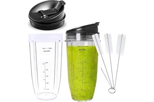 FUNTUAN 2 x 680 ml Becher mit Ausguss-Deckel, teile, passend für Nutri Ninja Mixer 900 W BL450 und 1000 W Auto-iQ BL480 BL482 BL482-30 BL682.