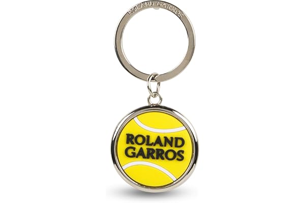 Roland Garros Porte-Clés Balle Gomme Porte Clef De Qualité - Porte Clé Coloris Jaune - Anneau Porte Clé en Acier Robuste - Porte Cle avec Inscription - RPCU0120-JAU-TU