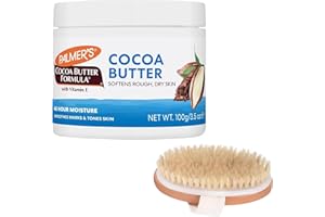 QUINN WHOLESALE Palmers Cocoa Butter Moisturiser Bundle - 1 x 100g Palmer's Cocoa Butter Formula Solid Jar & 1 x Dry Brushing Body Brush for Soft, Smooth Skin - Cocoa Butter Moisturiser for Dry Skin