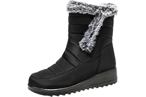 GENERIC Damen Winterstiefel Schneeschuhe wasserdichte Thermoboots mit Keilabsatz Reißverschluss bequeme Warmhalte Outdoor Stiefeletten für kalte Jahreszeit
