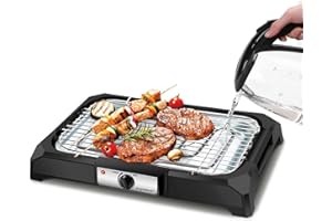 Aigostar Lava 31LDQ - Griglia senza fumo, griglia per barbecue elettrica interna compatta e portatile, temperatura costante, superficie antiaderente e vassoio rimovibile
