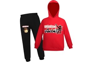 YORZMIN Kids Roblox Gifts Merch Hoodie Gamers Sport Suits Game Clothes Pullover Sweatshirts Jumper Hooded Top Pants Set Boys Girls Lightweight Activewear Outfits