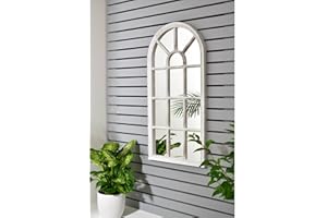 Biznest 35X70Cm Scandi Coast Arch Mirror Your Garden With This Decorative Indoor Outdoor Mirror White Rustic