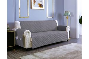 sevi's Copridivano 3 Posti con Braccioli - Copridivano Impermeabile - Reversibile - Antigraffio Gatto - Antimacchia - OEKO-TEX - Copri Divano Trapuntato in Microfibra (3 Posti, Grigio)