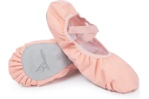 SOUDITTUR Chaussure de Danse Toile Classique Ballerine Chaussures Pilates Yoga Gymnastique Chaussons pour Filles Femmes