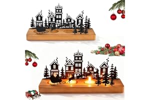 KENVORA Portacandele Natalizio Decorazioni Natalizie - Porta Candele Addobbi Natalizi per Corona Avvento, Candelabro Natale Metallo Legno, Centrotavola Christmas Decorations per Casa Camino Davanzali