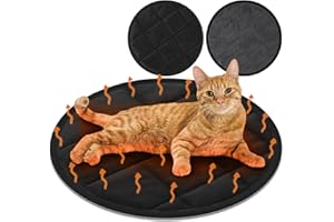 Drydiet 2 Pcs Cat Heating Pad Round 16 Inch Self Heating Cat Mat Washable Heated Cat Bed Anti Slip Cat Warming Pad Pet Bed Mat for Kennel Dog Crate Indoor Outdoor (Black,16 Inch)