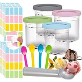 NLXCXUCY Ninja Creami Pints ve Kapaklar i&ccedil;in 4'l&uuml; Paket Konteyner Değiştirme, 160 adet Su Ge&ccedil;irmez &Ccedil;ıkarılabilir Etiketler, 1