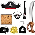 SULOLI Pirate Accessories Kids,17PCS Pirate Costume Accessories Pirate Eye Patch Pirate Telescope for Kids Halloween Caribbean Pirate Fancy Dress