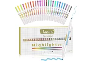 Dacono Evidenziatore a doppia estremità, 25 Pcs colori pastello pennarello a doppia punta, non sanguina e si asciuga velocemente, evidenziatori a scalpello e a punta fine per studenti ufficio