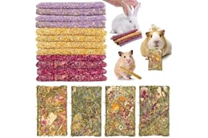 Abizoo Kaninchen Spielzeug Kauspielzeug,Timothy Heu Sticks + Herbal Floral Leckerli 16 Stück für Chinchilla,Hasen, Meerschweinchen, Hamster,zwergkaninchen Snack Futter Molar Zubehoer