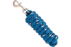 Merauno® Lead Rope for Horses, Tie Rope in Various Stylish Designs, Lead Rope, Pony, Donkey, Goat Long Knit with Carabiner Hook (Turquoise, Snap Hook)