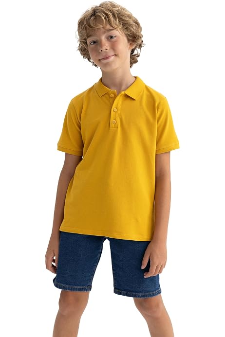 Sudadera Para Niños DeFacto B7772A8 - Color Amarillo | 63% Algodón, 37% Poliéster | Manga Larga Y Cuello Redondo | Lavable A Máquina