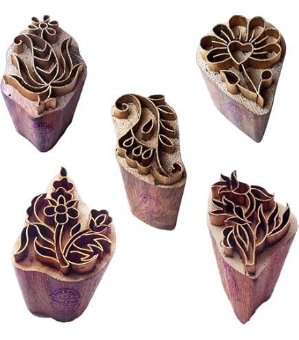 10 Tampons En Bois Motifs Floraux - Pour Argile, Pâtisserie, Céramique, DIY, Environ 1,5 Cm, Lot Créatif