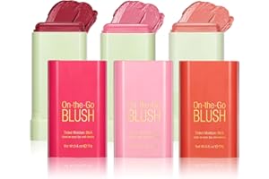 TBeautfave Lipstick Blush Stick，Buildable Lightweight Cream Blush， Waterproof Lightweight Blush Stick Cream Blusher Makeup，Blends Perfectly onto Skin (3Color)