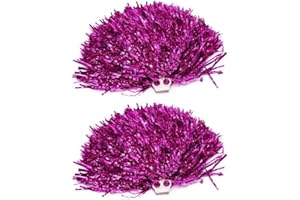 BAMBOOPACK Paquete de 2 Pompones esponjosos de Animadora, Pompones de Animadora Ultra Brillantes de Aluminio metálico con Anillo de Dedo de plástico para niños y Adultos, Equipo de espíritu, Deportes, Fiesta