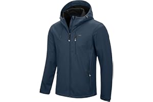 33,000ft Męska kurtka softshellowa, wodoszczelna, wiatroszczelna, funkcyjna, oddychająca, przejściowa, lekka kurtka rowerowa z kapturem, wiatrówka do biegania, jazdy na rowerze