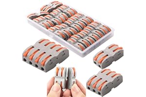 CESFONJER Lever-Nut Surtidas Conector, Bloque de Terminales de Barra de Presión Bilateral, Conductores de Surtido Conectores de Cable Compacto SPL-1 (Paquete de 24)