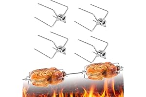 SANBOUSI Lot de 4 pinces à viande pour barbecue - En acier inoxydable - Avec vis de blocage - Pour barres d'un diamètre de 8 à 11 mm