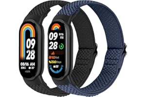BTTNG Correa Elástica de Nylon Sólo Compatible con Xiaomi Smart Band 9/Xiaomi Smart Band 8, Pulseras Elásticas Ajustables de Nylon Deportivo de Repuesto para Xiaomi Mi Band 8 Hombres Mujeres (2 uds.)