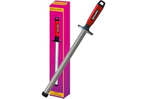 SALVERIA Fusil a aiguiser diamant professionnel ovale aiguiseur couteaux 12" 300 mm de lame poignee caoutchoutee ergonomique valable pour tous les types de couteaux fusil à aiguiser