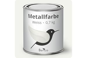 Berico Metallfarbe - Weiss - 0,7 Kg - 3in1 Premium Metallschutzlack - Direkt auf Rost - Für Stahl, Zink, Aluminium und Eisen