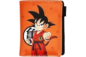 wopin Dragonball Geldbörse Kinder Anime Geldbörse,Dragonball Portemonnaie für Jugendliche Jungen Son-Goku Geldbörse Orange Bifold PU Leder Kleine Geldbörse 11.8 x 9 cm