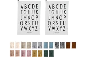 design letters Paños de Cocina Juego de 2 | 100% Algodó Trapos de Cocina 60x40 Cm | Toallas de Cocina Multiusos | Paño de Cocina Decorativo Suaves y absorbentes, Certificado Oeko-Tex, Lavar a máquina