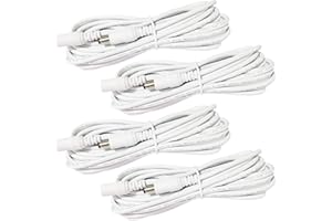 LitaElek 4pcs 1m Cable Extensión DC 12V Cable Alargador Adaptador 5.5mm x 2.1mm Enchufar Jack DC 0-36V Macho a Hembra para Monitor Coche, Cámara CCTV, Tira LED, LED Strip, etc., Blanco