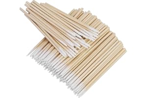 EASYKEENECOM 200 Stück Wattestäbchen, 7 cm Holz spitz Wattestäbchen Applikatoren für Tattoo, Augenbrauen, Beauty, Make-up, Nägel(Bambus)