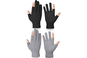 Becellen 2 Paia Guanti Senza Dita, Invernali Termici Mezze Dita Guanti Caldi Elastica Maglia Touch Screen Guanti per Uomo Donna