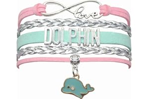 HCChanshi Dolphin Bracelet Jewelry - Infinity Love Cute Dolphin Jewelry Dolphin Gifts For Women, Girls, Men, Boys, Dolphin Lovers Gifts