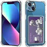 KZY CONTACT Apple iPhone 13 Cover Camera Protected Card Holder Transparent Silicone Case with Shock Absorbing Feature