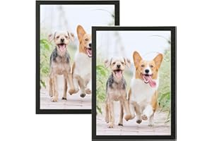 weikani Cornice portafoto in legno formato A4, 2 pezzi, 21 x 30 cm, colore nero, cornice per certificati, per montaggio a parete o da tavolo, set da 2