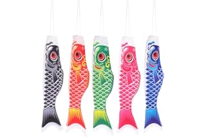 ANGOILY 5PCS Manica a Giapponese Carpa Design - 20 Pollici Colorato Segnavento Da Giardino Koinobori Giapponesi - Banderuola Segnavento per Decorazione Del Giardino, Decorazione Esterna
