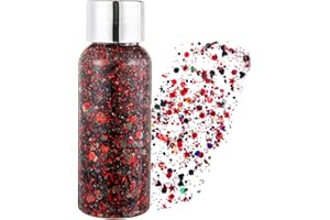 GL-Turelifes Lentejuelas de sirena con purpurina líquida, sombra de ojos, gel para el cuerpo, festival, purpurina, cosméticos, para el pelo, maquillaje de larga duración, brillo de 30 g (08# Roja)