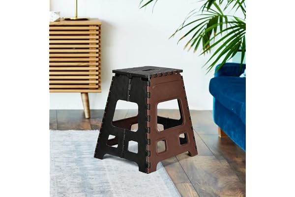 Kuber Industries Foldable Stool Collapsible Camping Chair for Outdoor-Fishing-Hiking-Gardening-Travel Portable Multipurpose Sitting Stool Large Brown & Black, 34 x 46 Cm