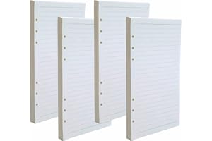 iwobi 4 Packung Linie A5 Nachfüllpapier, 6 Löcher Nachfüllbare Refill Paper Nachfülleinlagen für Notizbuch, 180 Blatt/360 Seiten