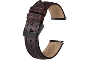 BISONSTRAP Retro Correas de Reloj de Cuero para Hombres, Correa de Repuesto de Piel de Becerro Encerada con Aceite, Liberación Rápida, Ancho de Correa 18mm 19mm 20mm 22mm