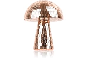 Oversevenls Boule à Facettes Champignon 15 × 18 cm – Boule Disco Miroir pour Fêtes, DJ, Mariage & Décoration Maison (Rose pâle)