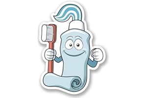 DESTINATIONVINYL 2 adhesivos de vinilo para pasta de dientes y cepillo de dientes, para iPad, portátil, niños, dentista #4591 (7,2 cm de ancho x 10 cm de alto)