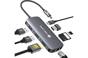 NOVOO USB C Hub, 8-w-1 Wieloportowa przejściówka HDMI 4K @ 60Hz, HUB Stacja dokująca z adapterem USB C z 1 Gb/s Ethernet, 100W PD, SD/Micro SD, USB 3.0 5 Gb/s Porty danych dla MacBook Pro/Air