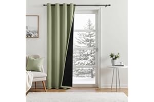 ‎MIULEE MIULEE Vorhänge Blickdichte Doppellagige Thermovorhang Gegen Kälte und Hitze, Dicker Lärmschutz Kälteschutz Türvorhang, Gardinen Ösen Verdunkelung Winter, 200x140(HöhexBreite), Salbei Grün, 1 Stück