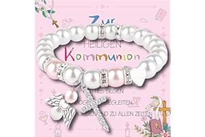 QUANMAITONG Kommunion Geschenke Für Mädchen Kreuz Armband，Erstkommunion Geschenk Kommunion Mädchen，Schutzengel Armband Mädchen Coole Geschenke Zur Kommunion