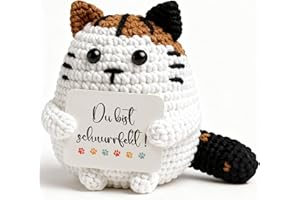 Giftota Pocket Hug - Weihnachten Geschenke - Kreative Strickwolle Katzenpuppe - Kleiner Glücksbringer & Mutmacher - Gute Besserung Geschenk - Geschenke für Freundin, Männer, Frauen, Kollegen, Familie