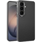 Teknoft Samsung Galaxy S26 i&ccedil;in Karbon Serisi Şok Emici Ultra G&uuml;&ccedil;l&uuml; Metalik Tuşlu ve Lens &Ccedil;er&ccedil;eveli Darbe Emici Karbon Fiber 