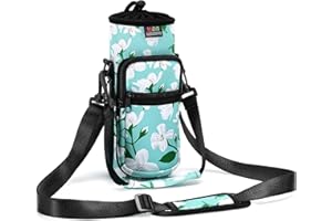 Nuovoware Bolsillo de Botella Agua Portátil Neopreno, 25oz/40oz/64oz Bolsillo con Correa de Hombro a Prueba de Caída, Funda Impermeable Botella de Agua Protectora para Viaje