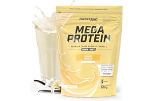‎ENERGYBODY Energybody Mega Protein "Vanille" 500 g/Mehrkomponenten Protein Pulver mit Casein Whey Mix als Eiweiss Protein Pulver/Eiweiß Shake ohne Aspartam/Eiweißpulver / 20 Portionen