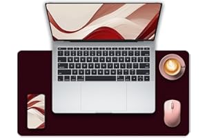 METEOROCK Tappetino da Scrivania in Pelle Pu con Scamosciata, Tappetino per Laptop, Tappetino per Mouse e Tastiera Grande 60 x 35 CM, Tappetino Protettivo per Tavolo per Ufficio Casa (Borgogna)