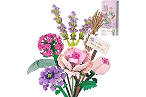 JUTTAUTO Mini Rose Flower Bouquet Building Sets, Artificial Flowers, Set for Adults, DIY Unique Home Décor, Idea Gifts, 547 Pieces Botanical Collection Design Kit（Not Compatible with Lego Set